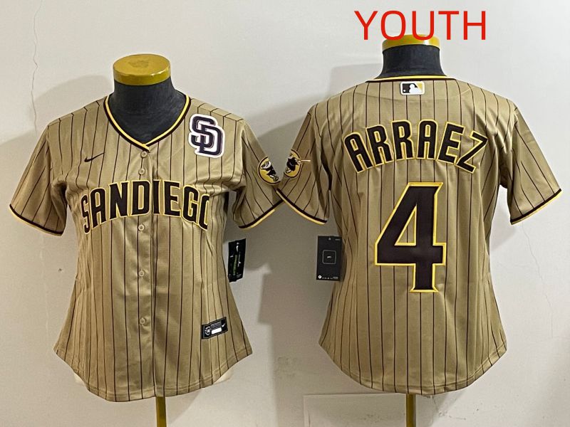 Youth San Diego Padres #4 Arraez Brown Stripe Game 2025 Nike MLB Jersey style 6